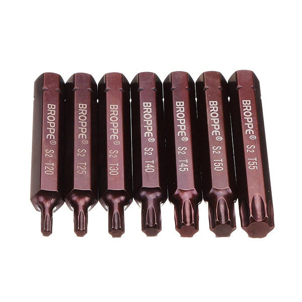 7pcs T20-55 75mm Magnetic Torx Screwdriver Bit 10mm Hex Shank for Impact Screwdriver