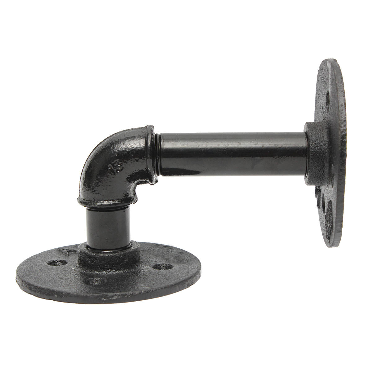2Pcs Steampunk Industrial Pipe Scaffold Board Shelf Brackets Black Iron 14x9cm