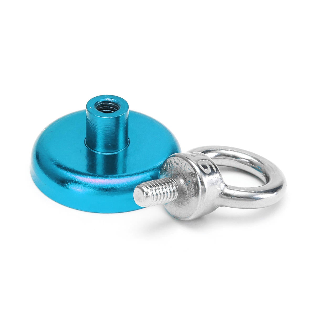36mm 50kg Neodymium Recovery Magnet Metal Detector Eyebolt Ring Red/Yellow/Blue