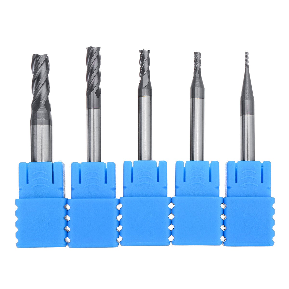 5pcs 1-5mm Solid Carbide Straight End Mill 4 Flute Milling Cutter CNC Tool Black