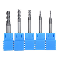 5pcs 1-5mm Solid Carbide Straight End Mill 4 Flute Milling Cutter CNC Tool Black