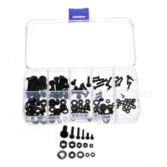150Pcs Nylon Black P hillips Pan Head Screw Nut Bolt Washers Assortment Kit M2 M2.5 M3 M4 M5