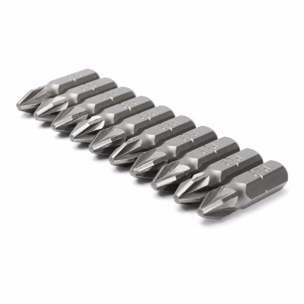 10pcs PZ2 25mm Drive Screwdriver Bits Hex Magnetic Power Tool
