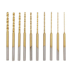 10pcs 0.6-2.2mm HSS Twist Drill Bits Set Titanium Coated High Speed Steel