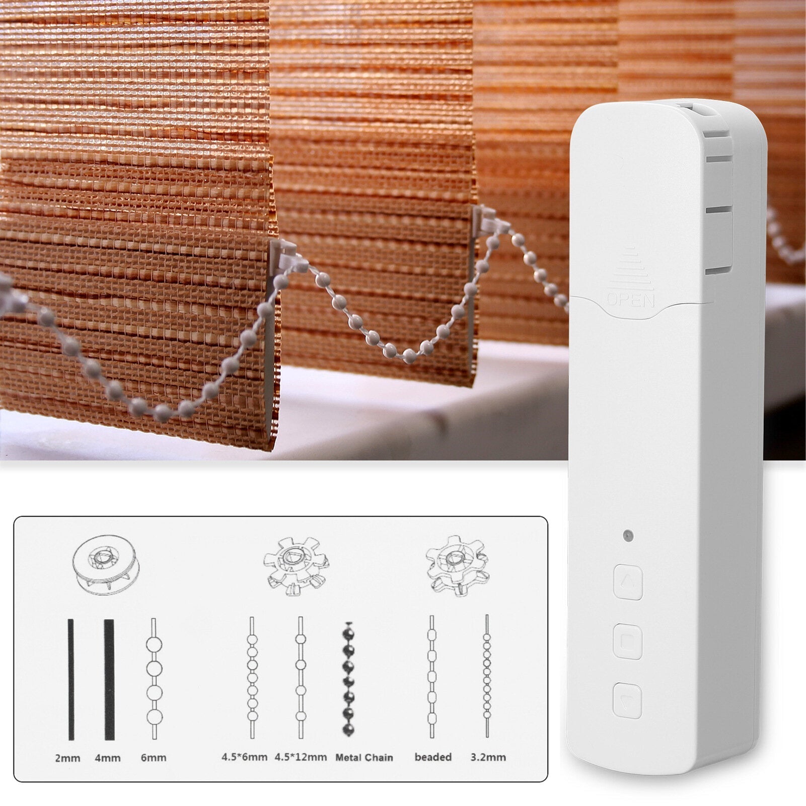Smart Motorized Chain Roller Blinds Pull Bead Curtain Motor Electric Curtain Motor Compatible with Alexa Google Home