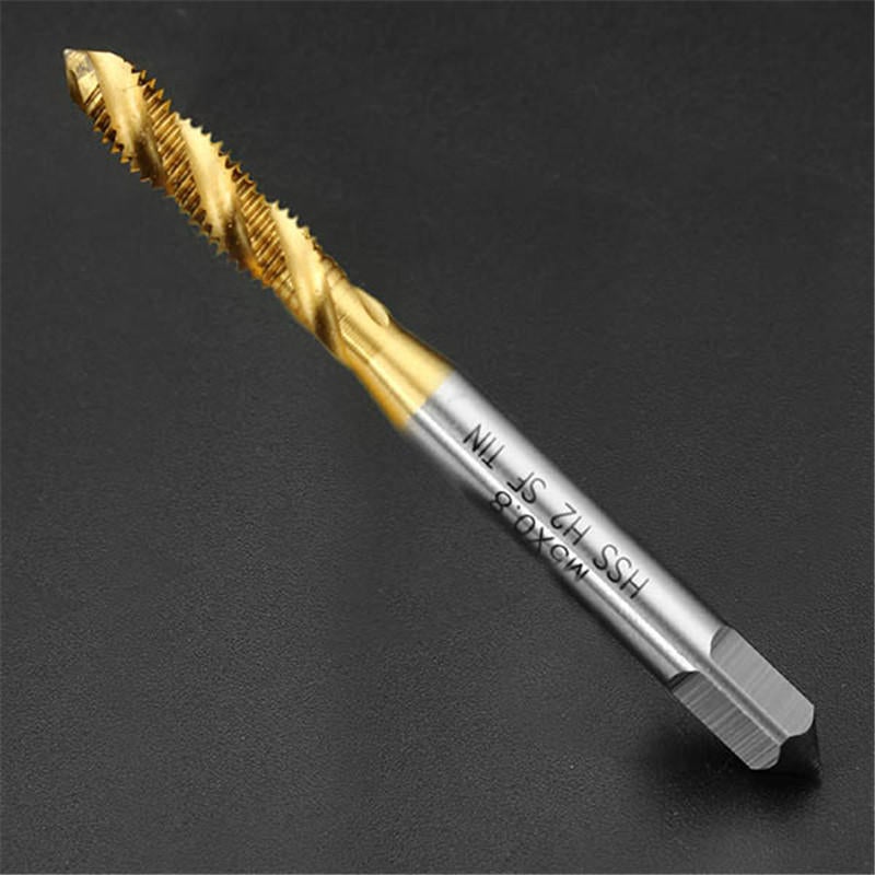 10pcs M5x0.8 HSS Titanium Coated Screw Tap Thread Metric Spiral Fluted Machine Screw Tap