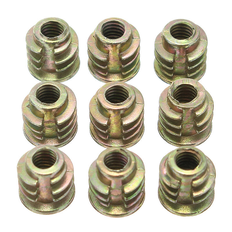 50Pcs M6 Zinc Alloy Wood Furniture Hex Socket Drive Head Screw-in Threaded Insert Nut 8mm-25mm