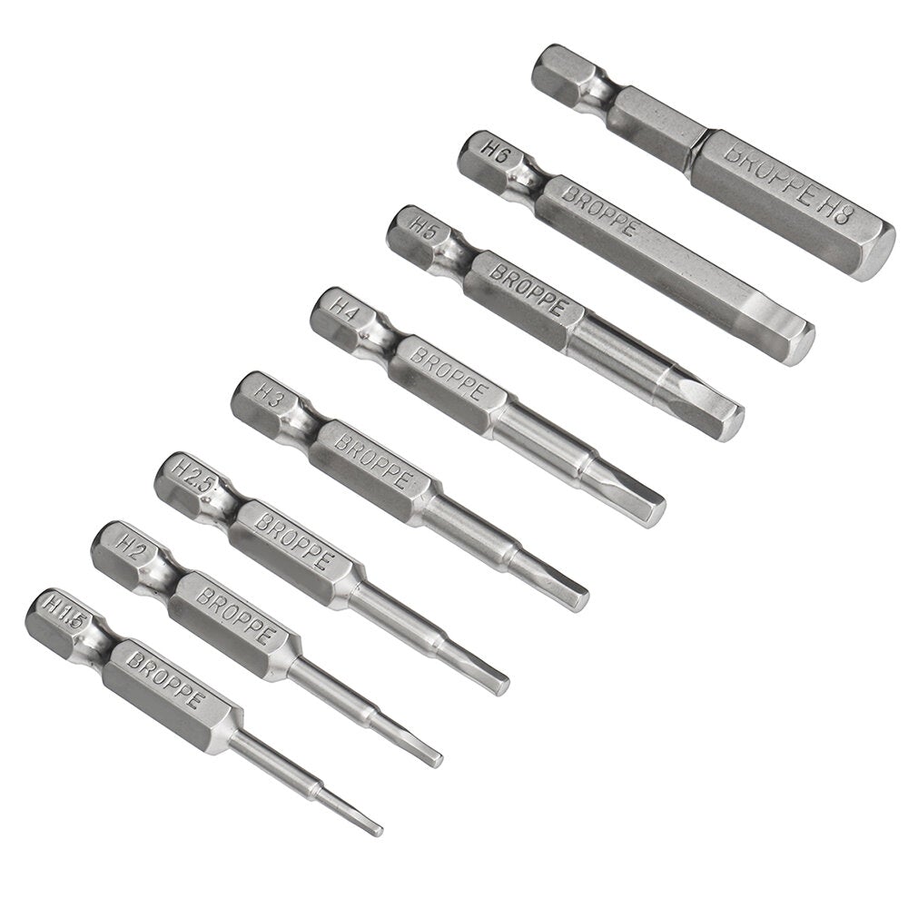 8Pcs 1/4" 50mm Hex Screwdriver Bits 1.5-8mm Magnetic Electronic Drill S2 Steel Hexagonal Screw Driver Bit Set Power Driver Tools