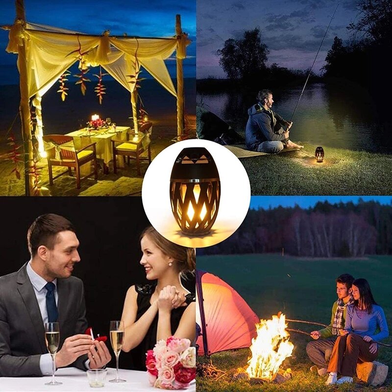 Flame Bluetooth Speakers Torch Atmosphere Speaker Wireless Portable Outdoor Speaker with LED Flickers Lights