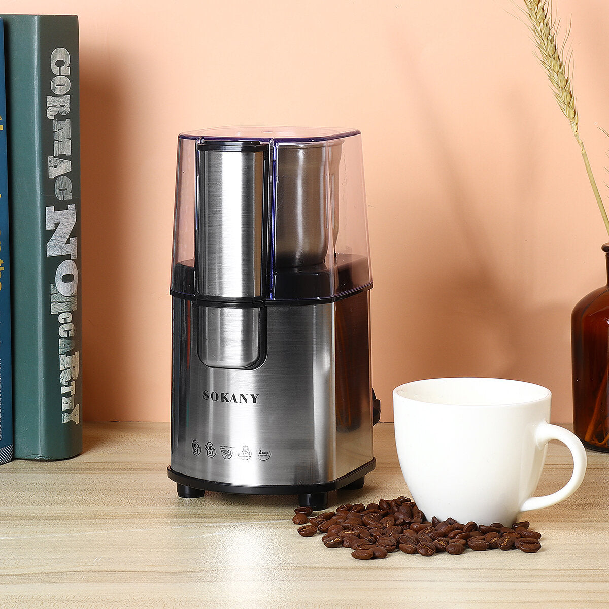 Electric Coffee Grinder Maker Beans Mill Herbs Nuts Spice Grinding Milling 200W