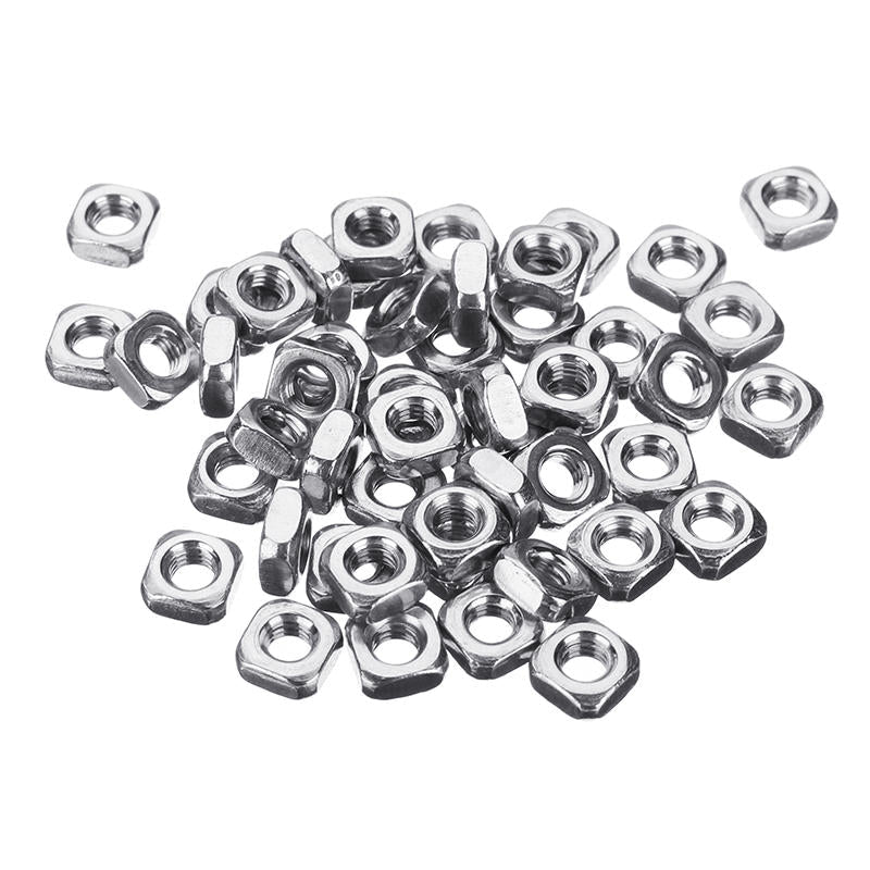 M5 304 Stainless Steel Square Nut Machine Screw Nuts 50Pcs