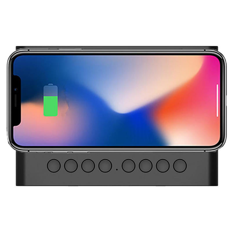 Wireless Bluetooth Speaker Wireless Charger, USB Charging for Phone Portable Double Alarm Clock FM Radio Subwoofer, Three-range Brightness Adjustment