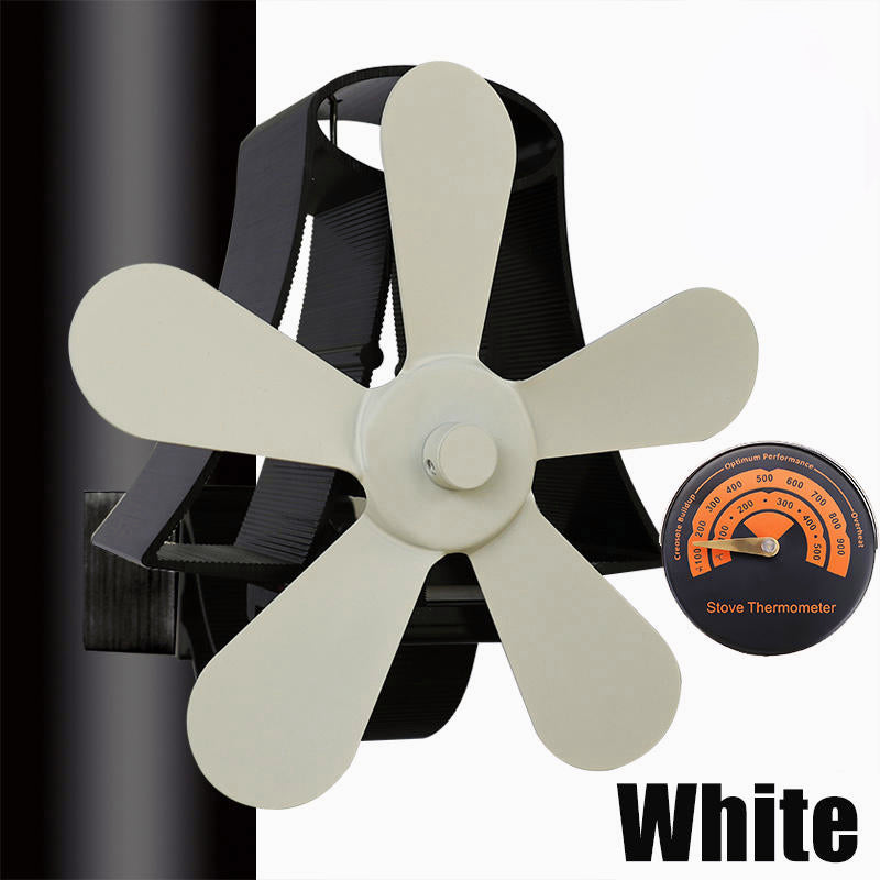 Fireplace Fan 4 Blade Heat Powered Stove Fan komin Log Wood Burner Eco Friendly Quiet Fan Home Efficient Heat Distribution Black