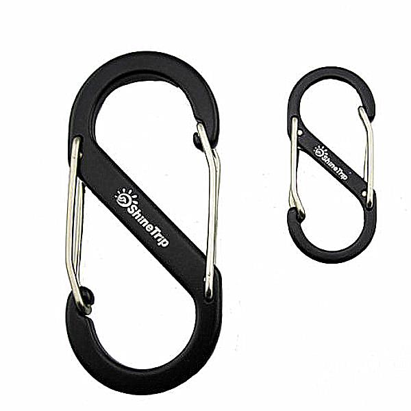 S Shape Type Buckle Double Gated Carabiner Key Ring Clip Hook