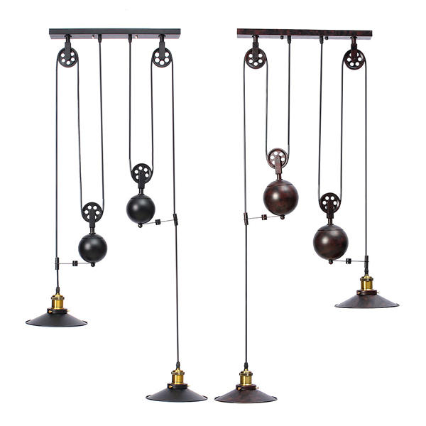 Vintage Industrial Retro Hanging Ceiling Light 2 Chandeliers Pendant Stretch Lamp AC110-240V