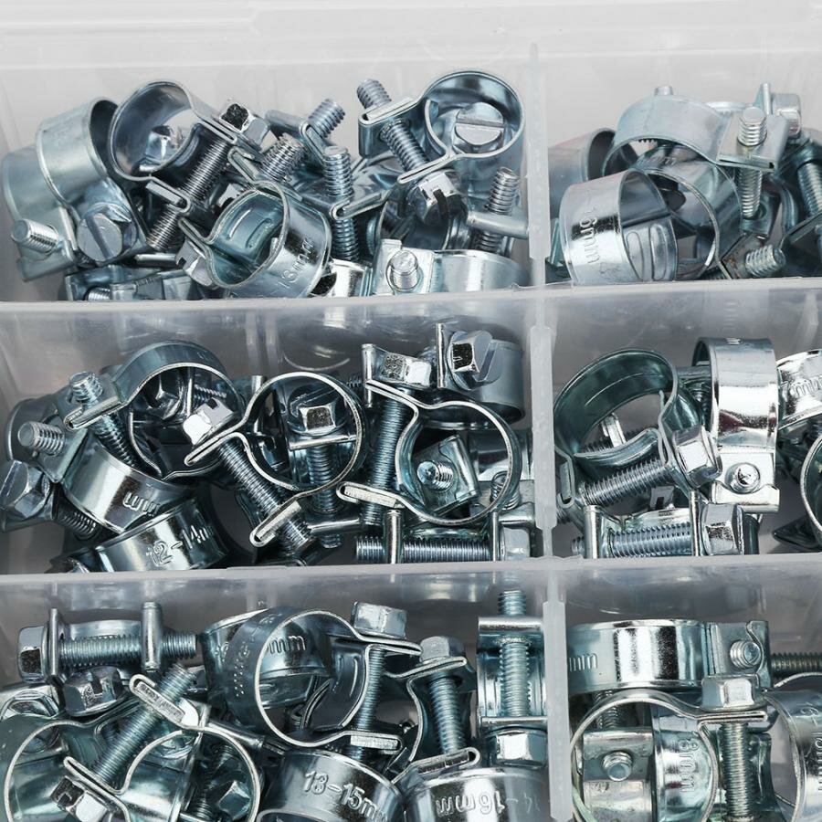 135PCS Hose Clips Zinc Plated Mini Fuel Hose Clamps Line Tube Pipe Clips 8-18mm clamps Hardware Tools