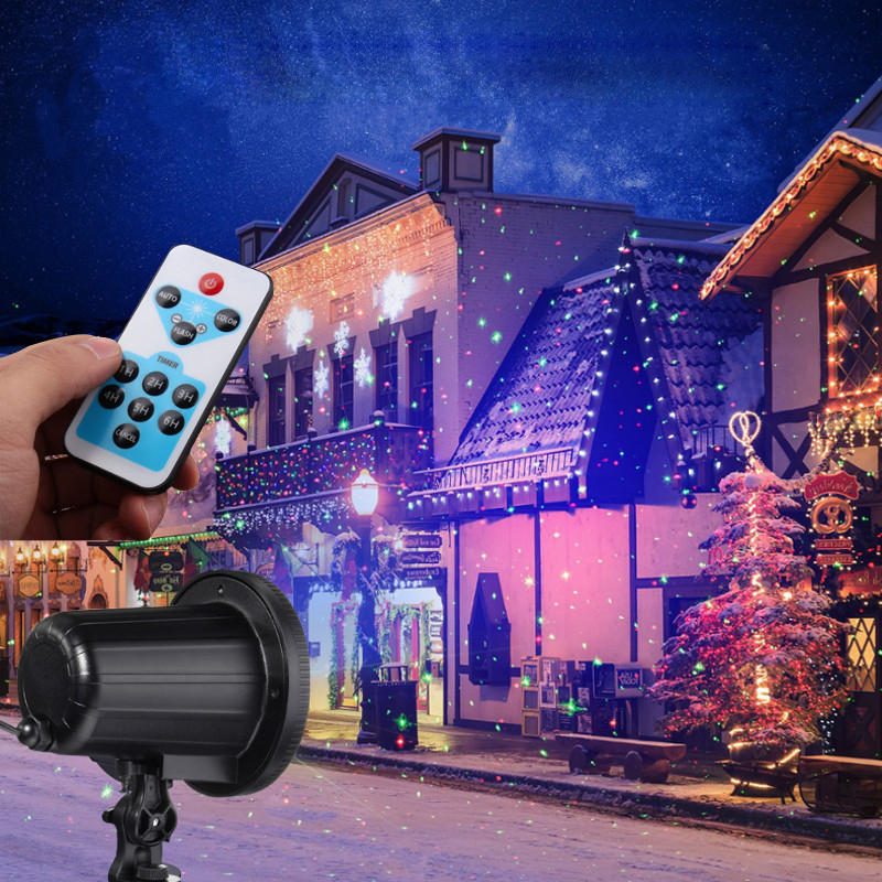 Remote Control Outdoor R&G LED Projector Christmas Garden Stage Light Waterproof AC100-240V