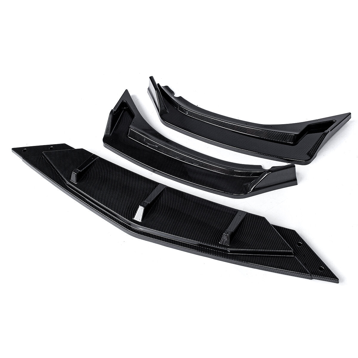 3Pcs Carbon Fiber Look Car Front Bumper Splitter Lip Diffuser Body Kit Spoiler Guard Protection