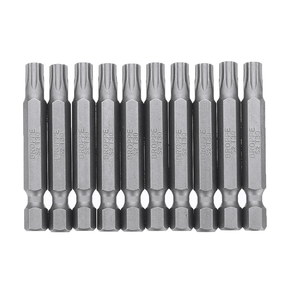 10Pcs Magnetic Torx Screwdriver Bits T5/T6/T7/T8/T9/T10/T15/T20/T25/T27/T30/T40 1/4 Inch Hex Shank Screwdriver Set for Bosch