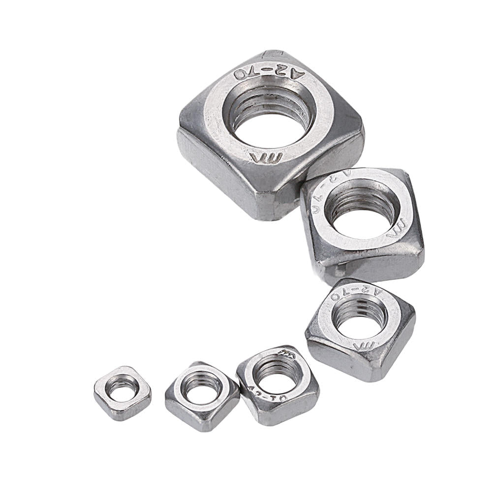 260Pcs Square Nut 304 Stainless Steel Machine Screw Nuts M3/M4/M5/M6/M8/M10