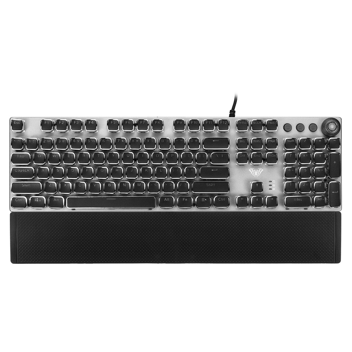 104 Keys Mechanical Keyboard RGB Backlit Punk E-sports Gaming Keyboard Absorbable Hand Rest