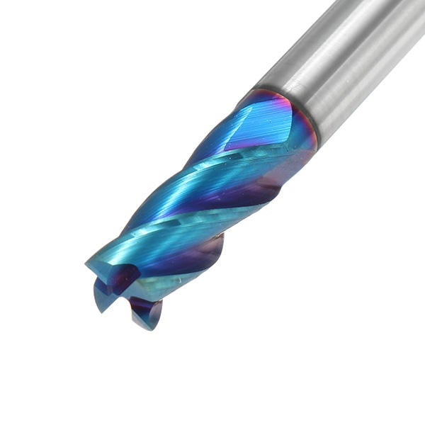 5pcs 2-6mm 4 Flutes Tungsten Carbide Milling Cutter HRC65 Blue NACO Coated CNC Tool