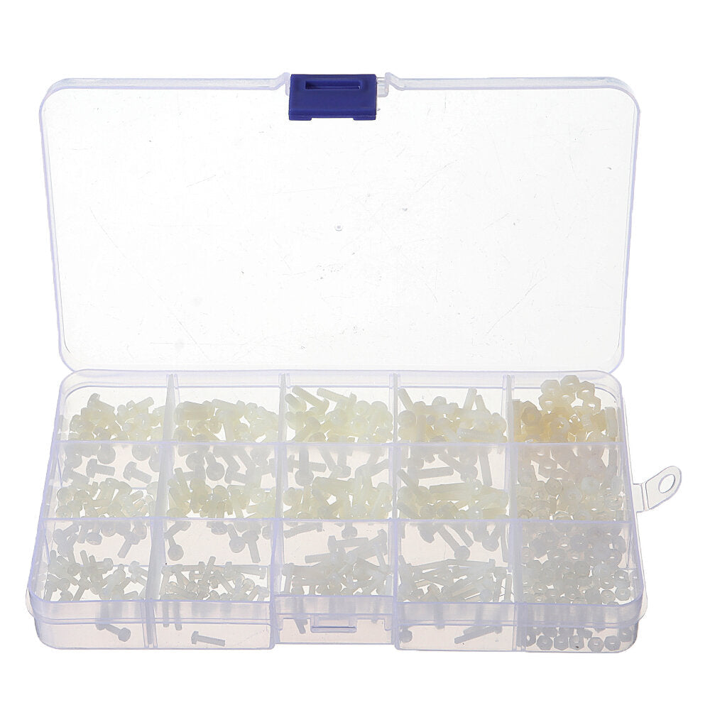 480pcs White/Black M2/M2.5/M3 Nylon Plastic Phillips Screw Round Head Hex Nut Assortment Kits