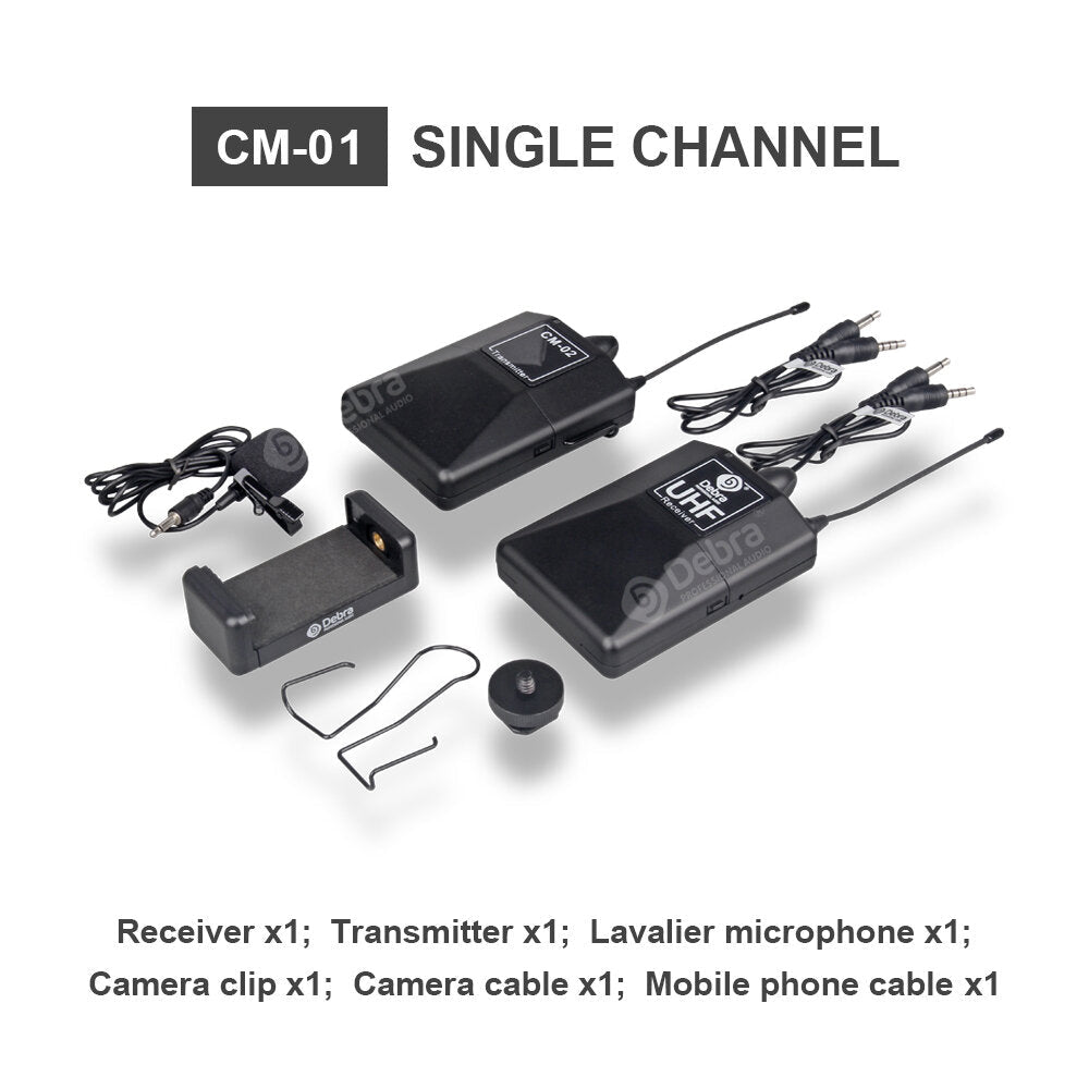 UHF Wireless Lavalier Microphone with 30 Selectable Channels 50m Range for DSLR Camera Interview Live recording