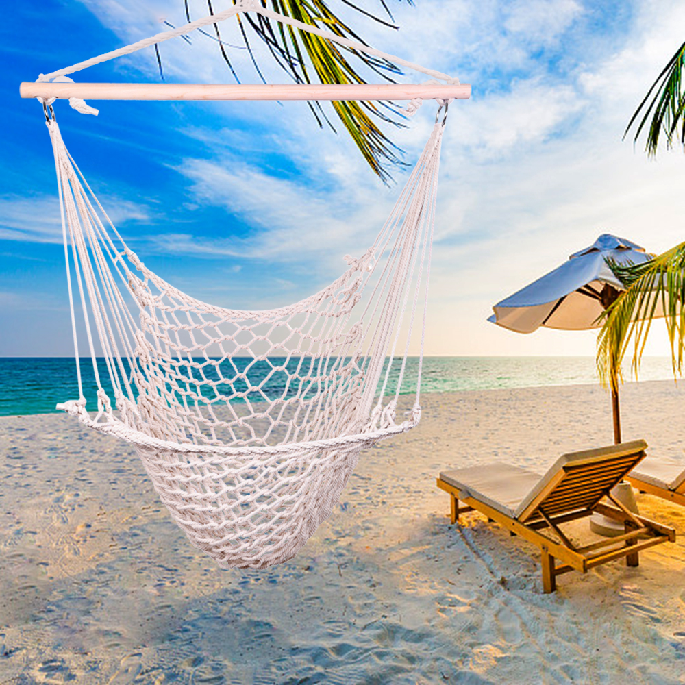 Cotton Hammock Bed Hanging Chair Beach Swing Chair Outdoor Home Garden Max Load 120kg