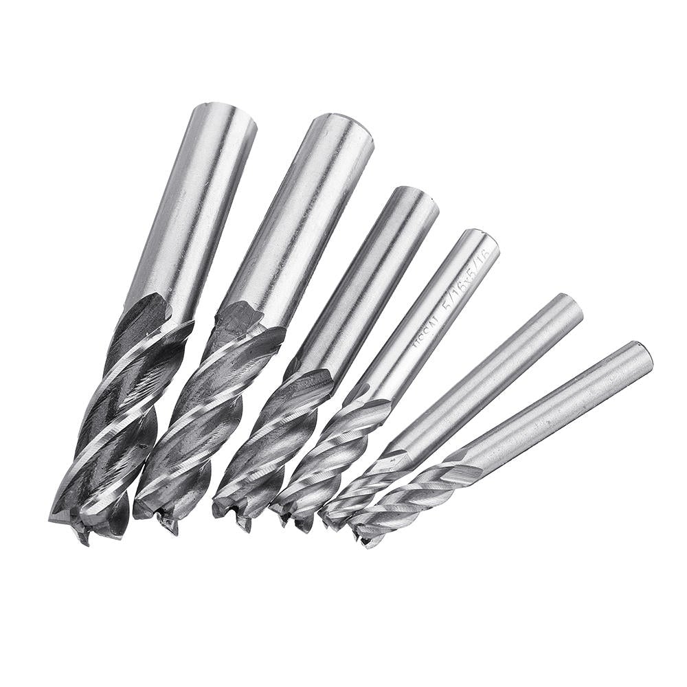 6pcs 3/16-1/2 Inch Imperial Milling Cutter 4 Flutes Spiral CNC End Mill