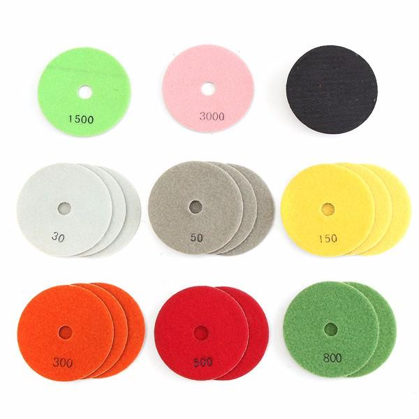 19pcs 4 Inch 30-3000 Grit Diamond Polishing Pads with M16 Backer Pad