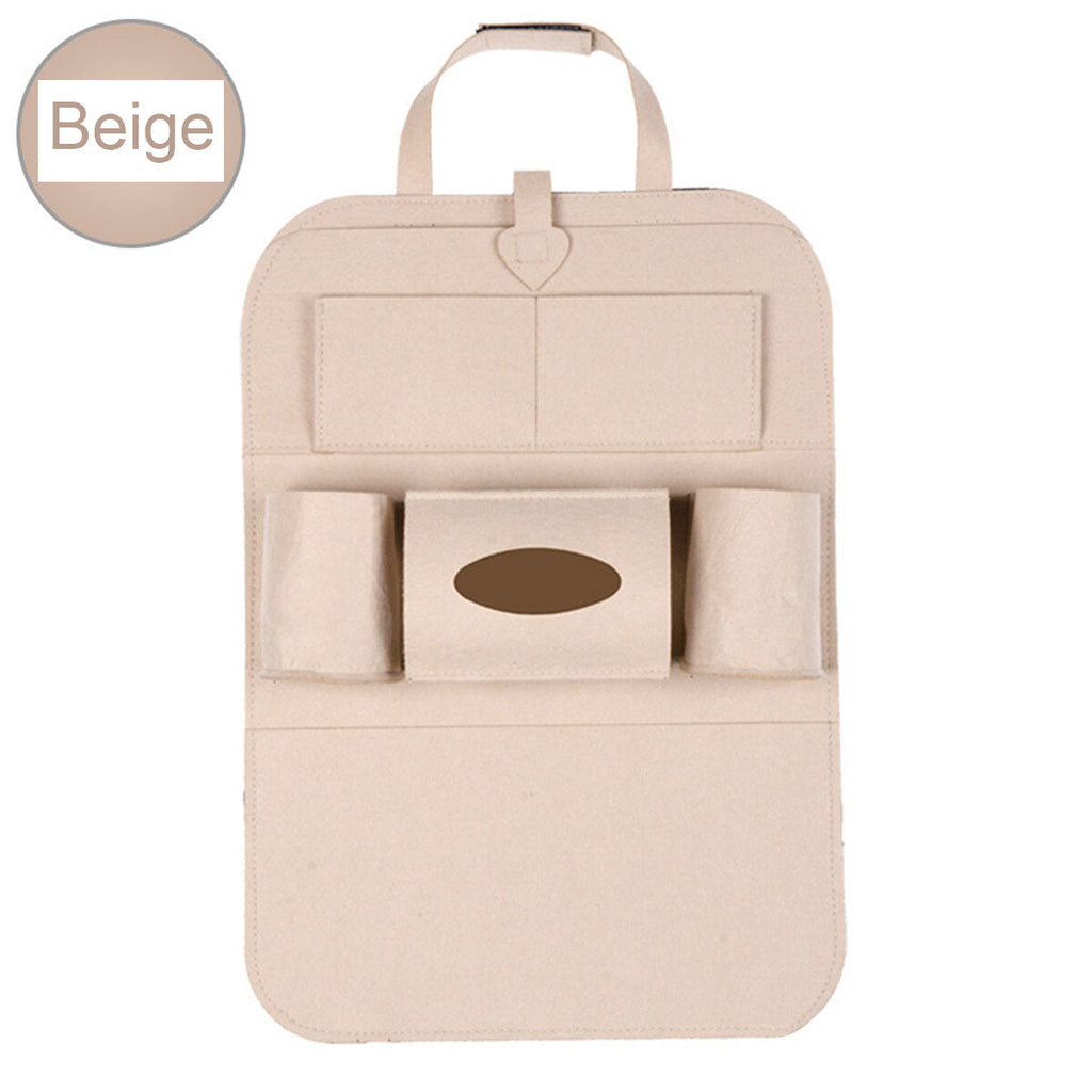 Car Seat Back Mat Front Seat Storage Organizer Felt Tablet Phone Pocket Bag