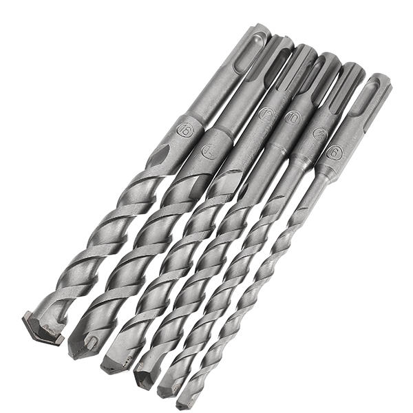 6Pcs 6 to 16mm Electric Hammer Drill Bit Set 160mm Carbide Tip SDS Plus Shank Concrete Bits