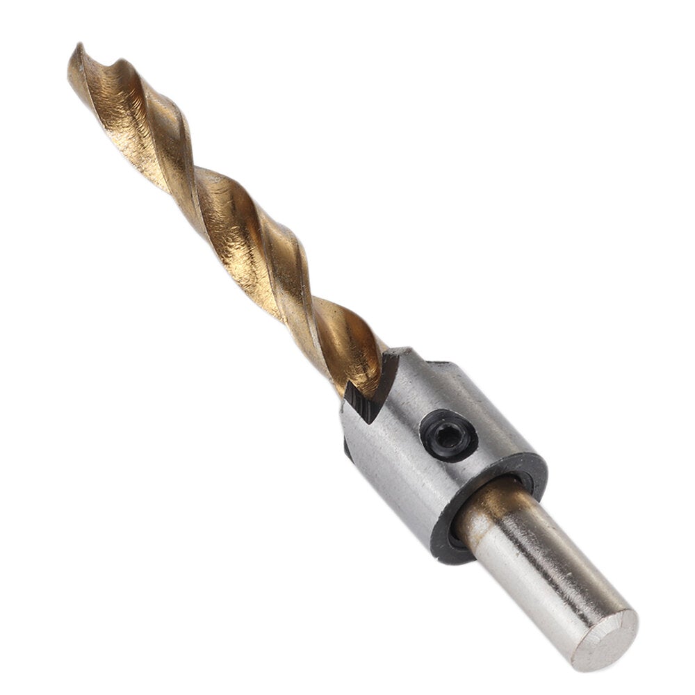 7/8Pcs 3-10mm Round Shank Titanium Coated Countersink Drill Bit Set Replacement Three Point Carpentry Boring Tool Woodworking With Hexagon L-Wrench