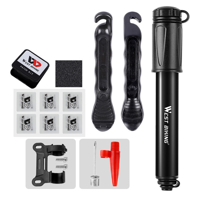 Bicycle Tire Repair Tools Kit Riding Equipment with Cycling Schrader/Presta Tyre Pump Patch Lever Needle
