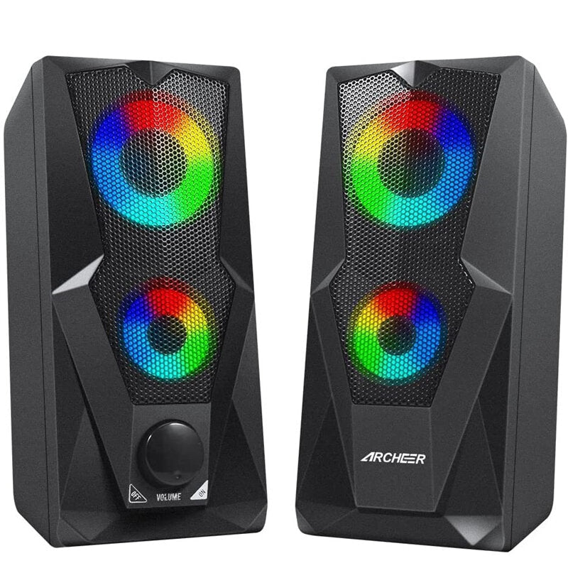 Computer Speaker Gaming Speaker RGB Light PC 2.0 USB Powered Stereo Volume Control Desktop Speaker