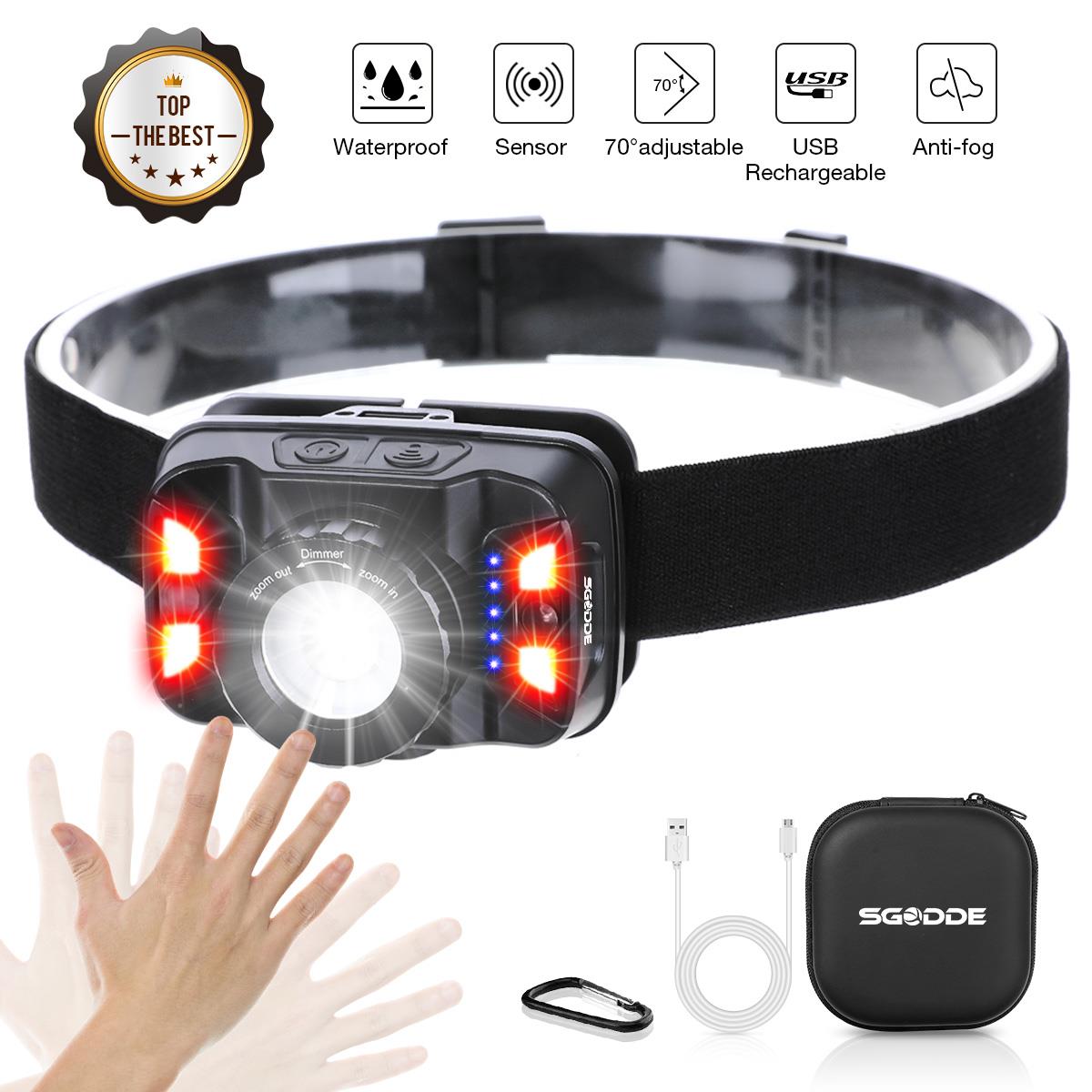 500LM LED Motion Sensor Headlamp 5Modes IPX6 RechargeableLightweight Flashlight Super Bright Waterproof Mini Head Torch