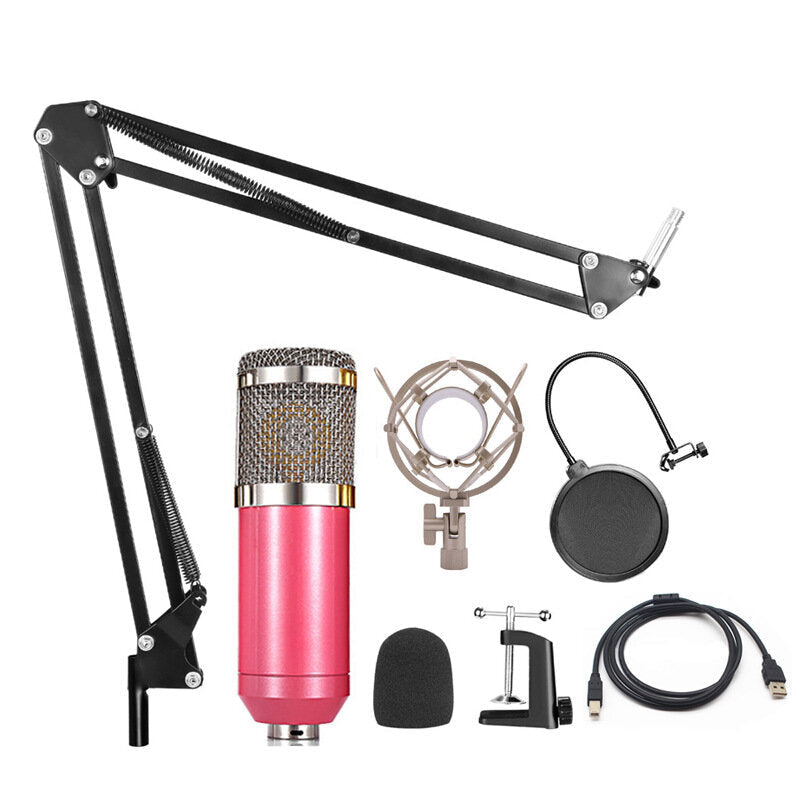 Professional 192KHz/24Bit HD Free Drive USB Condenser Microphone Kit with Stand Mount