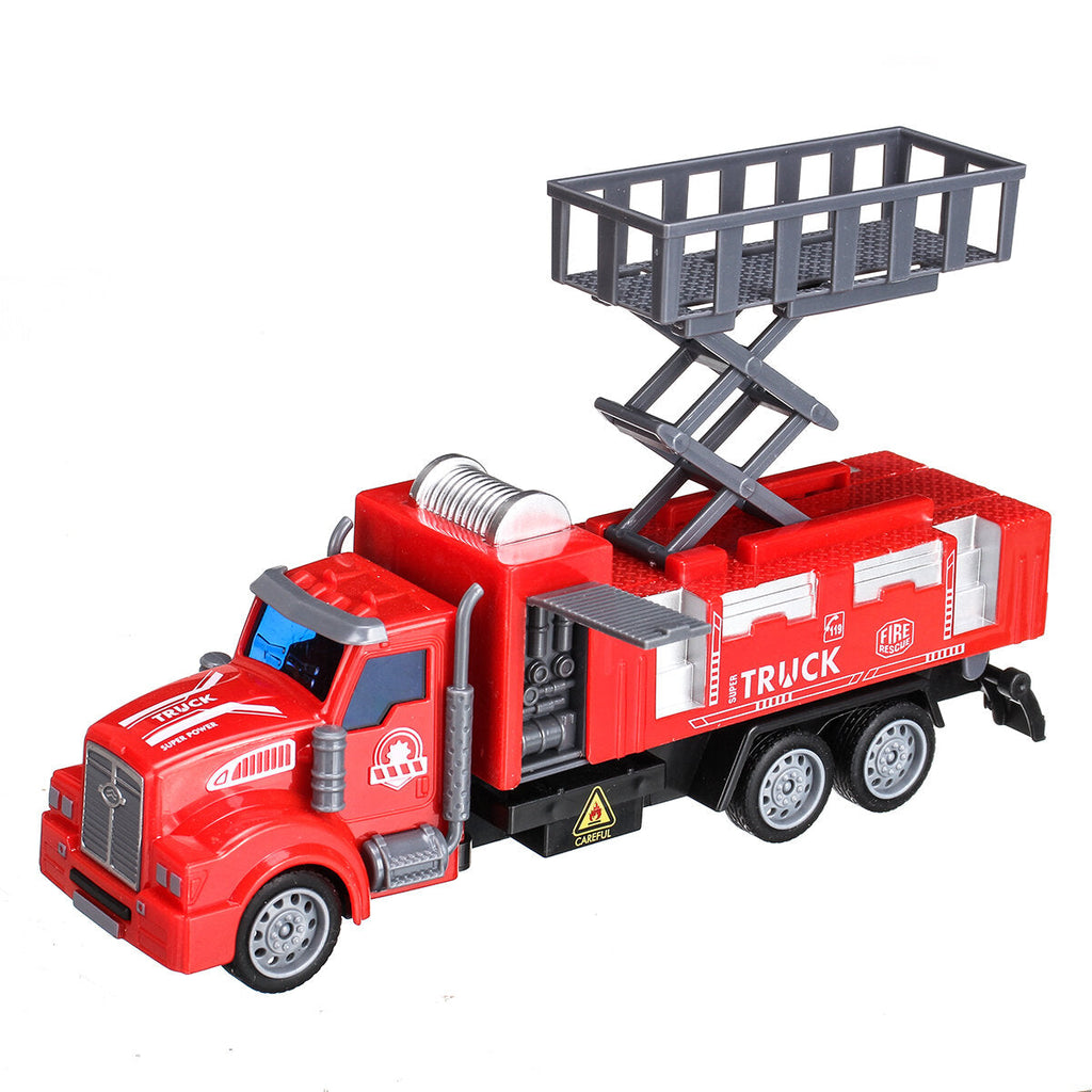 1: 48 Red Ladder / Sprinkler / Lifting Platform Long Head Return Fire Truck