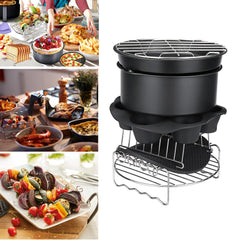 9inch 12pcs/Set Air Fryer With Baking Pad Pot Silicone Mat BBQ Grill Pan Multi-Purpose Cooking Accessories
