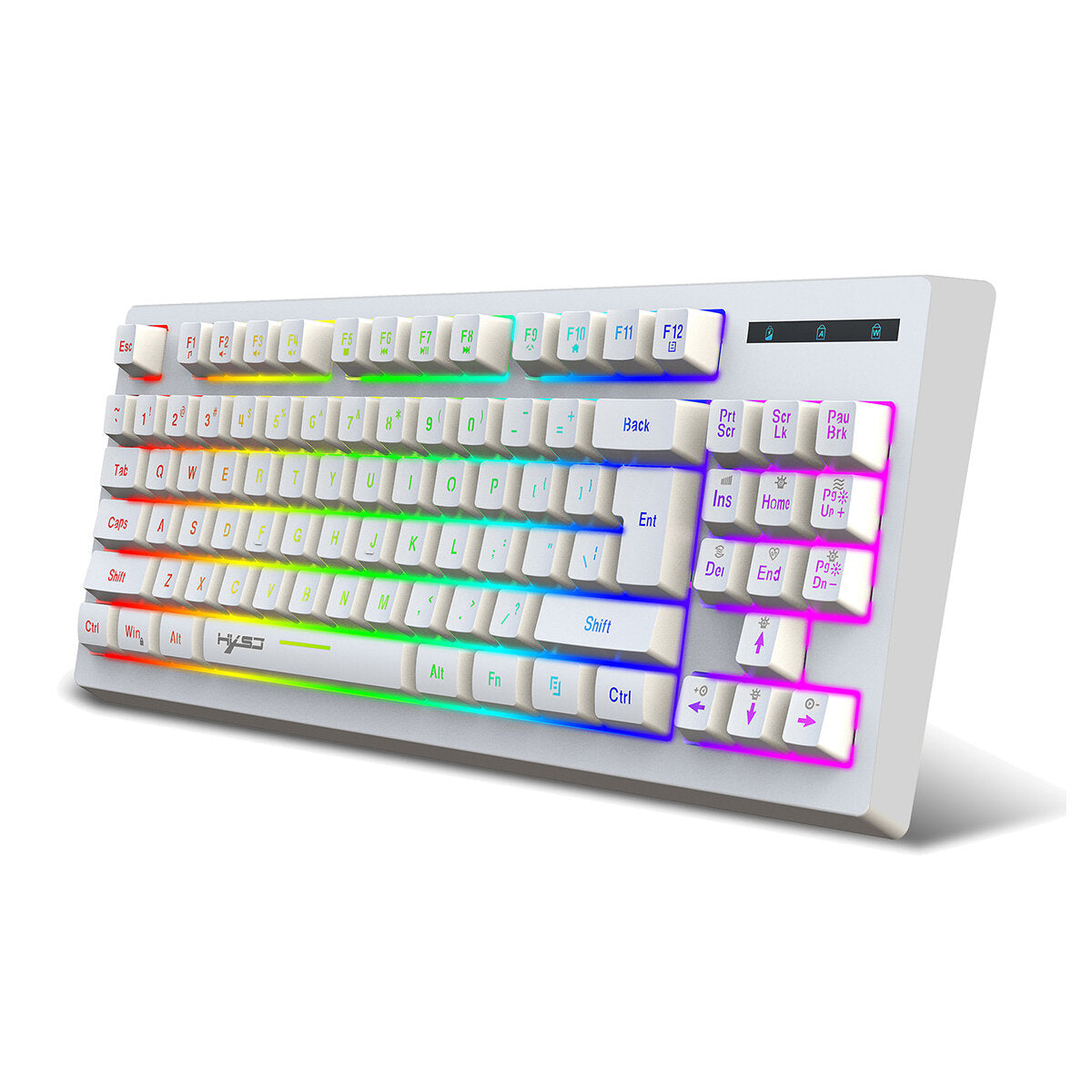2.4G Wireless Keyboard 87 Keys Multimedia Function RGB Backlit Rechargeable Keyboard for Computer Laptop Home Office