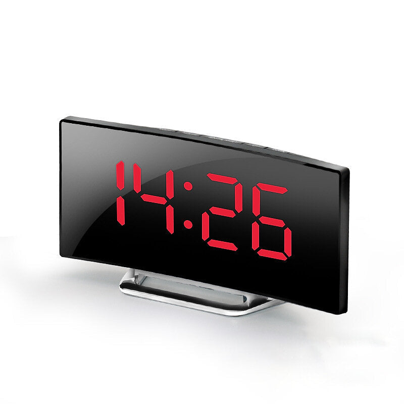 Digital Alarm Clock Desk Table Clock Curved LED Screen Alarm Clocks for Kids Bedroom Temperature Snooze Function Home Decor