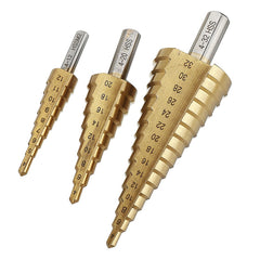 4-12/4-20/4-32mm HSS 6542 Titanium Coated Step Drill Bit Triangle Shank