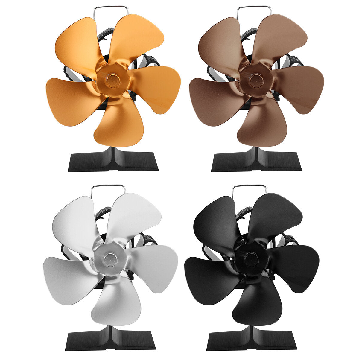 5 Blades Fireplace Fan Silent Motors Heat Powered Stove Fan Eco Stove Fan for Gas/Pellet/Wood/Log Stoves