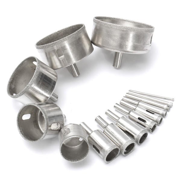 14pcs 3-70mm Diamond Hole Saw Tile Ceramic Glass Porcelain Marble Drill Bits Set