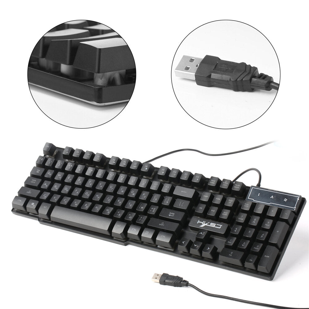 Wired Russian Gaming Keyboard 104 Keys 3 Colors LED Backlight Keyboard for Computer Laptop PC Gamer