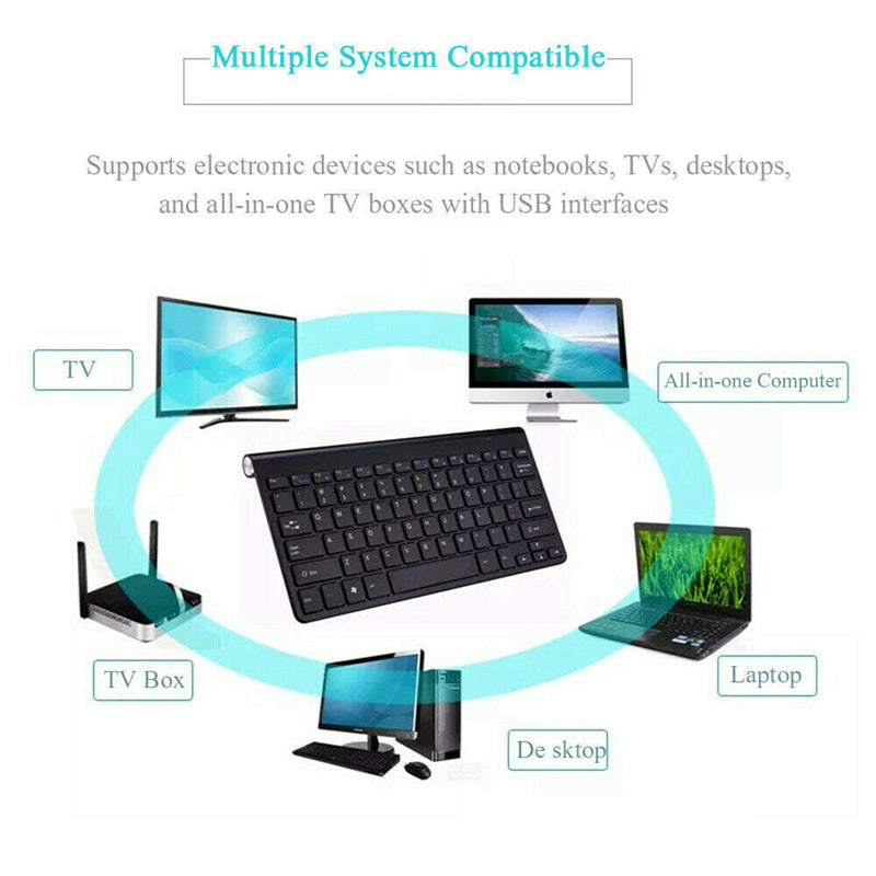 Wireless Keyboard and 1200DPI Wireless Ultra Thin Mouse Combo Set with USB Receiver For PC Computer