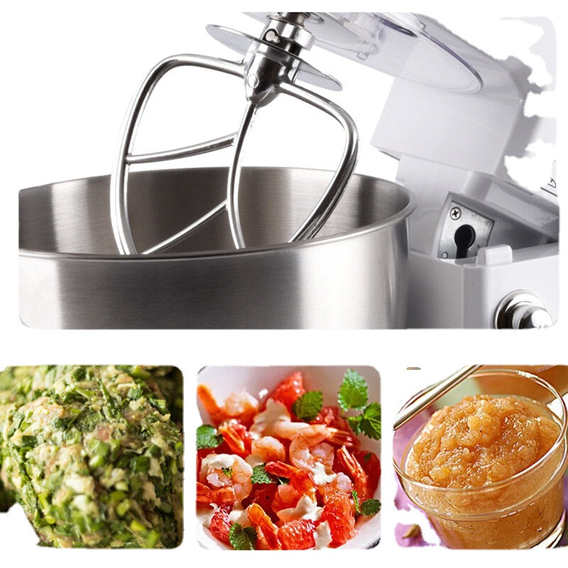 Three In One Electric Stand Mixer Dough Hook Beater Noise Reduction 6 Speed Adjustment 800W