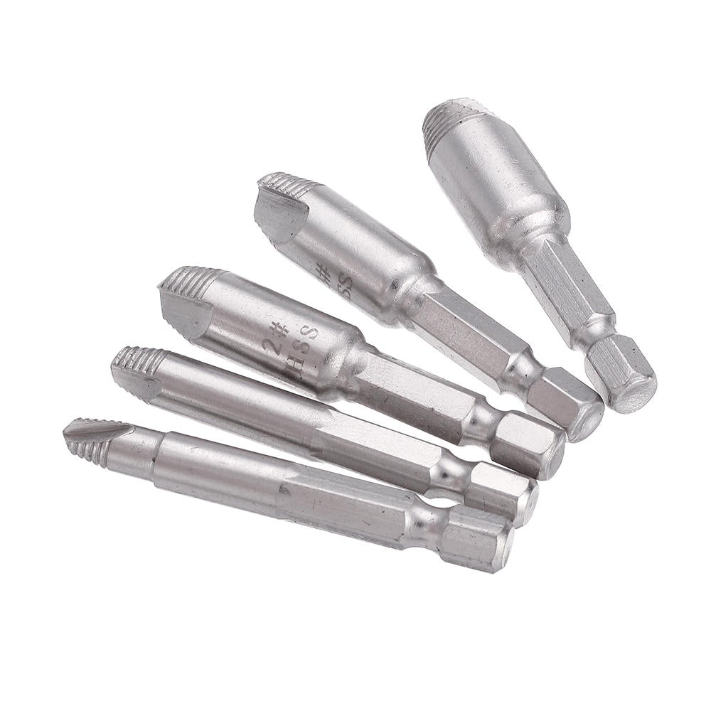 5Pcs Damaged Screw Extractor Drill Bits Guide Set Broken Speed Out Stud Stripped Screw Remover Tool