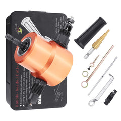 7Pcs Upgrade 360 Degree YT-160AS Double Head Metal Sheet Nibbler Cutter Drill Attachment with Step Drill Cutting Accessories Set for Electric Drill
